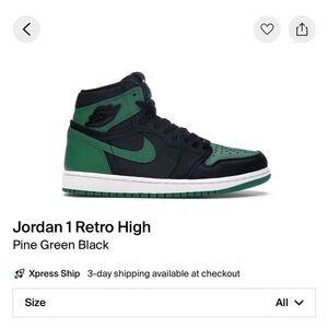 pine green jordan 1s high top